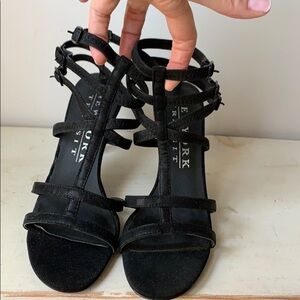 New York Transit Black Strappy Heels